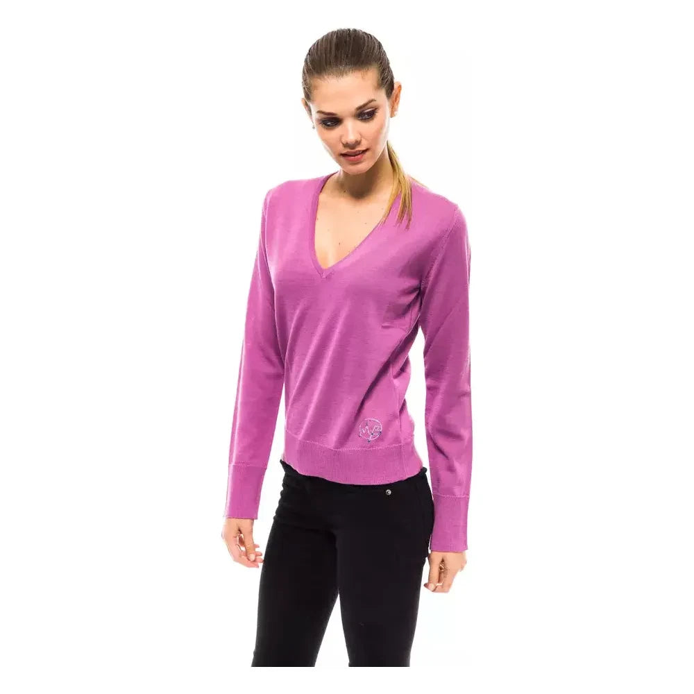 Montana Blu Multicolor Wool Women Sweater Montana Blu Pale Violet Red
