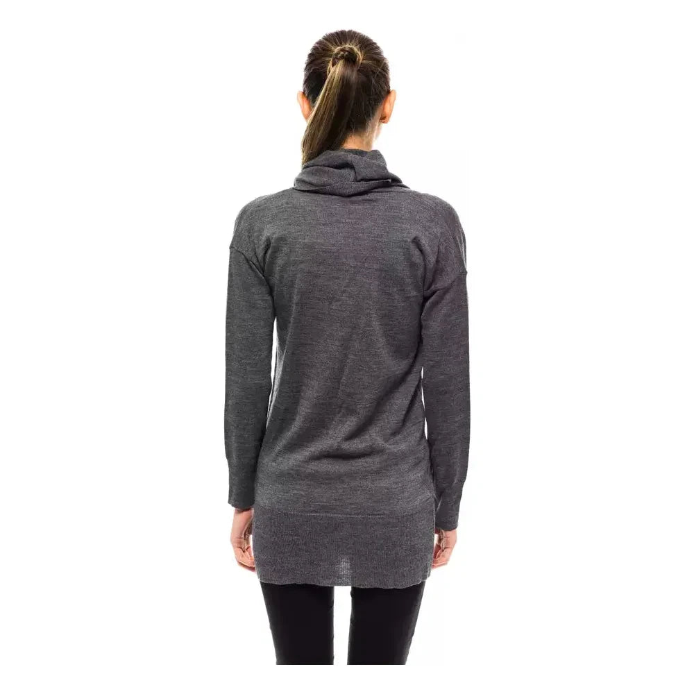 Montana Blu Gray Wool Women Sweater Montana Blu Dark Slate Gray