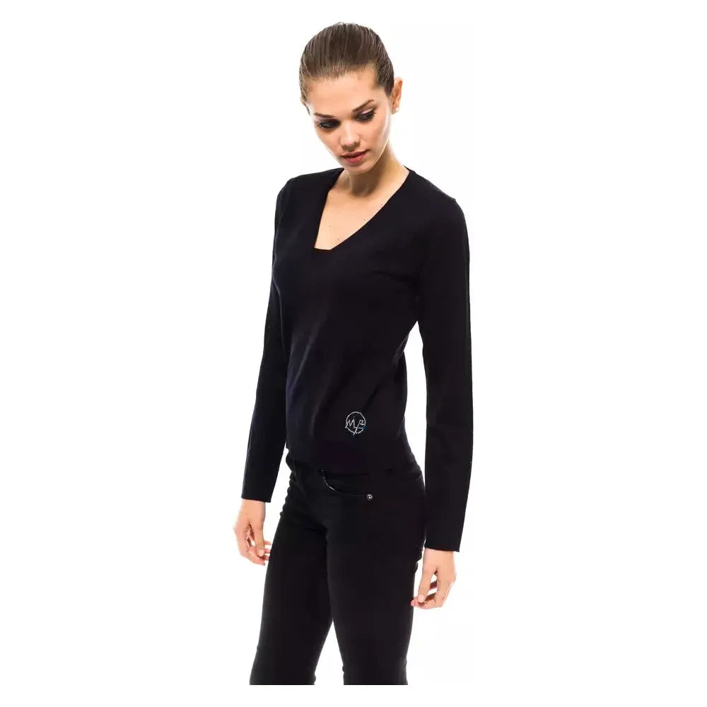 Montana Blu Blue Wool Women Sweater Montana Blu Black