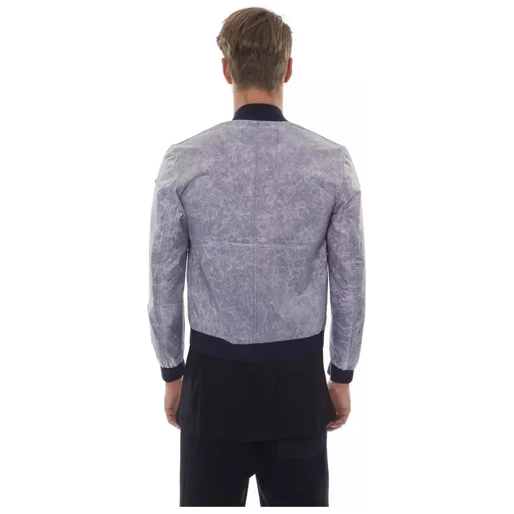 Nicolo Tonetto Gray Polyester Men's Bomber Jacket Coats & Jackets Nicolo Tonetto Light Slate Gray
