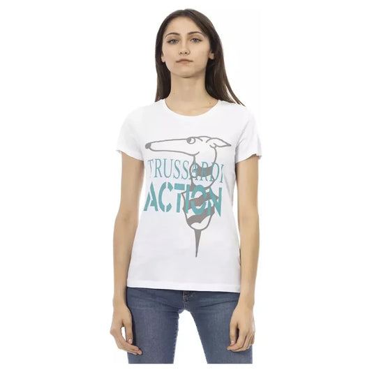 Trussardi Action White Cotton Tops & T-Shirt Trussardi Action
