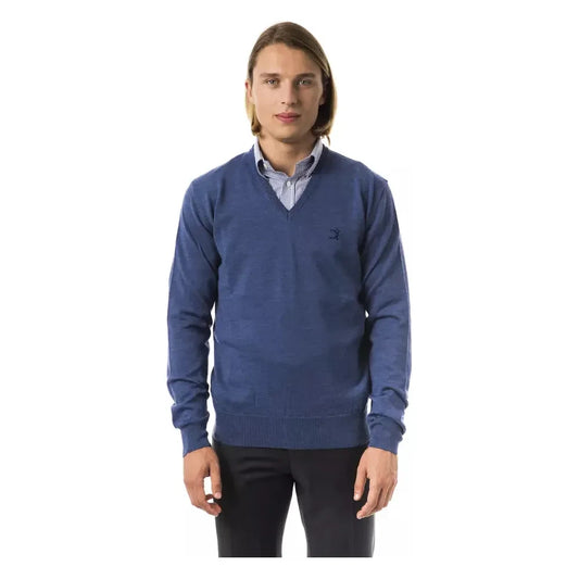 Uominitaliani Embroidered V-Neck Merino Wool Sweater Uominitaliani