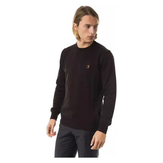 Uominitaliani Embroidered Merino Wool Crew Neck Sweater Uominitaliani