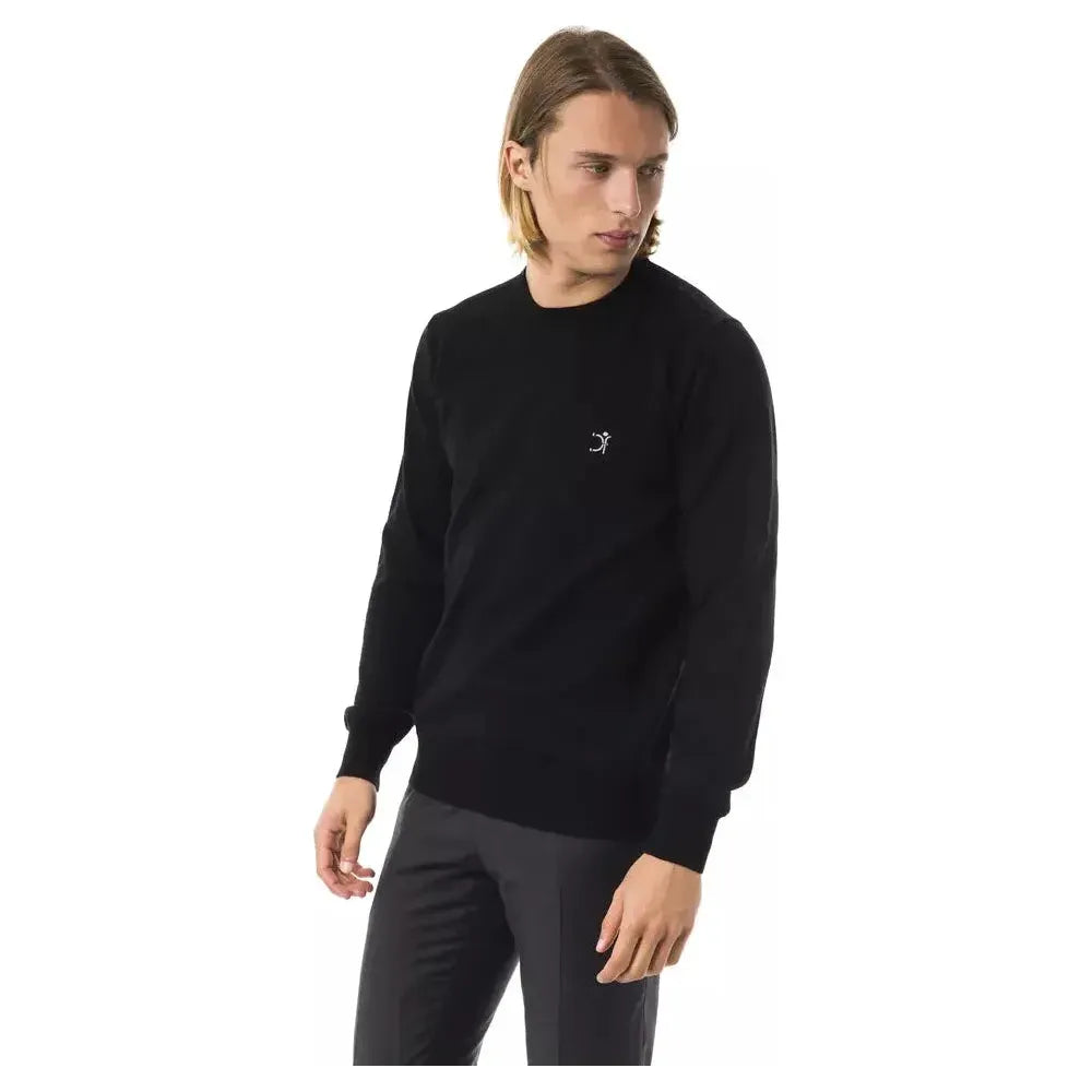 Uominitaliani Black Merino Wool Men Sweater Uominitaliani