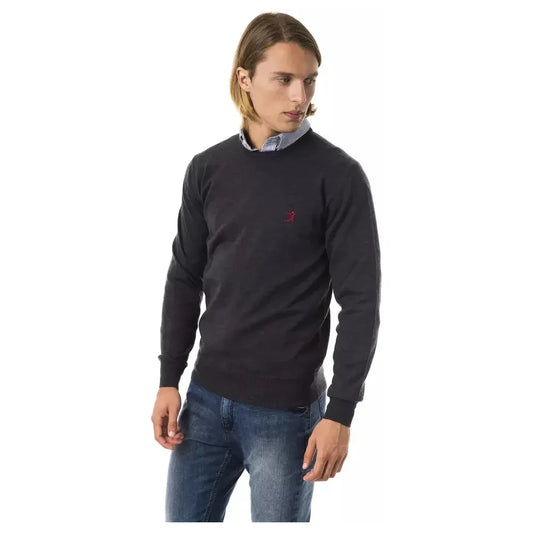 Uominitaliani Embroidered Crew Neck Merino Wool Sweater Uominitaliani