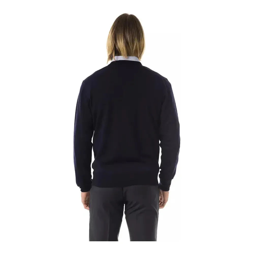 Uominitaliani Blue Merino Wool Men Sweater