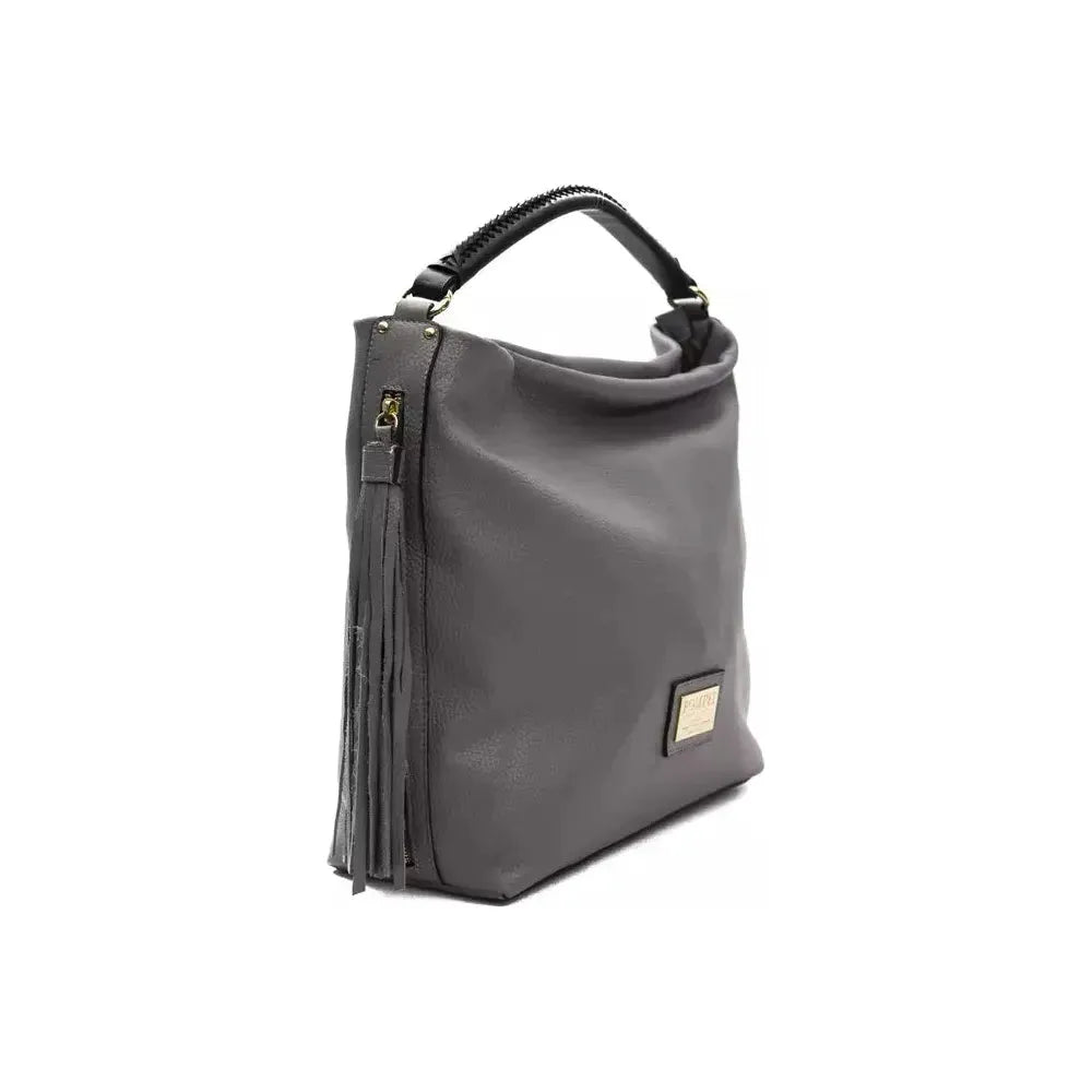 Pompei Donatella Gray Leather Women Shoulder Bag WOMAN SHOULDER BAGS Pompei Donatella Dim Gray