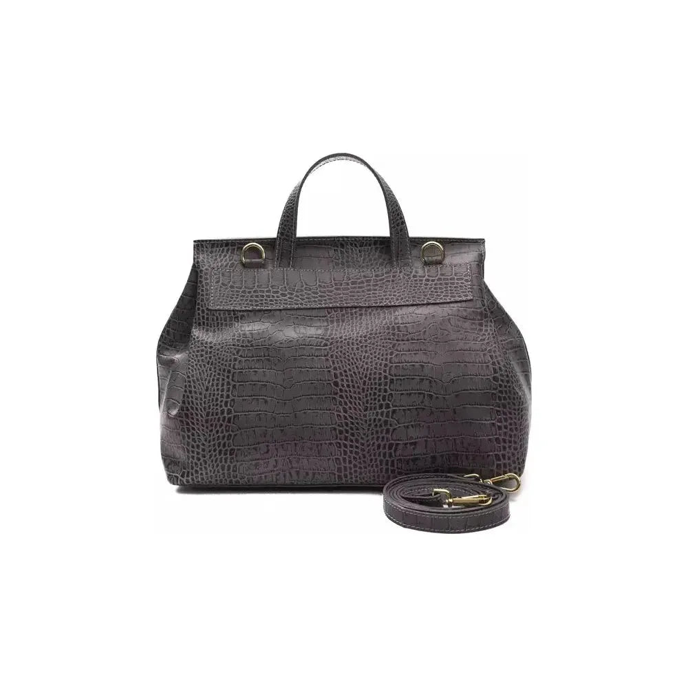 Pompei Donatella Gray Leather Women Handbag Pompei Donatella Dark Slate Gray