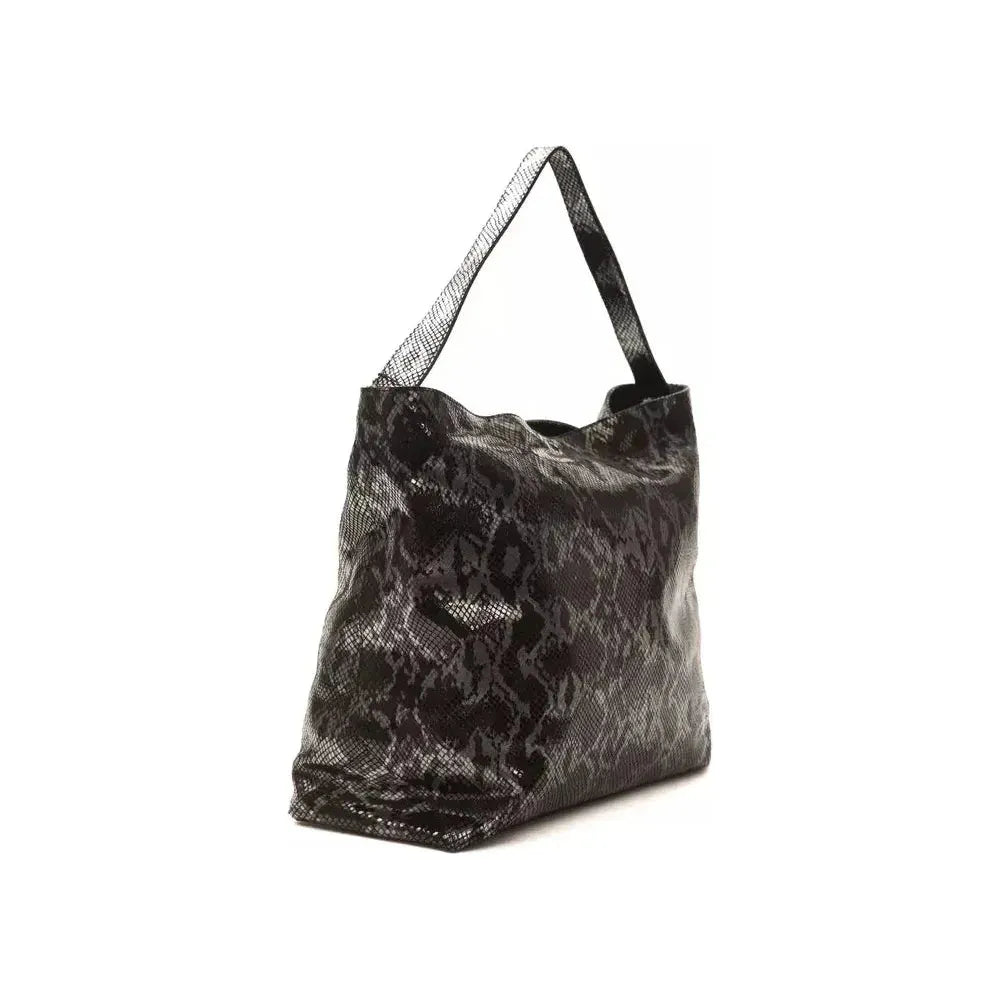 Pompei Donatella Gray Leather Women Shoulder Bag Pompei Donatella Dark Slate Gray