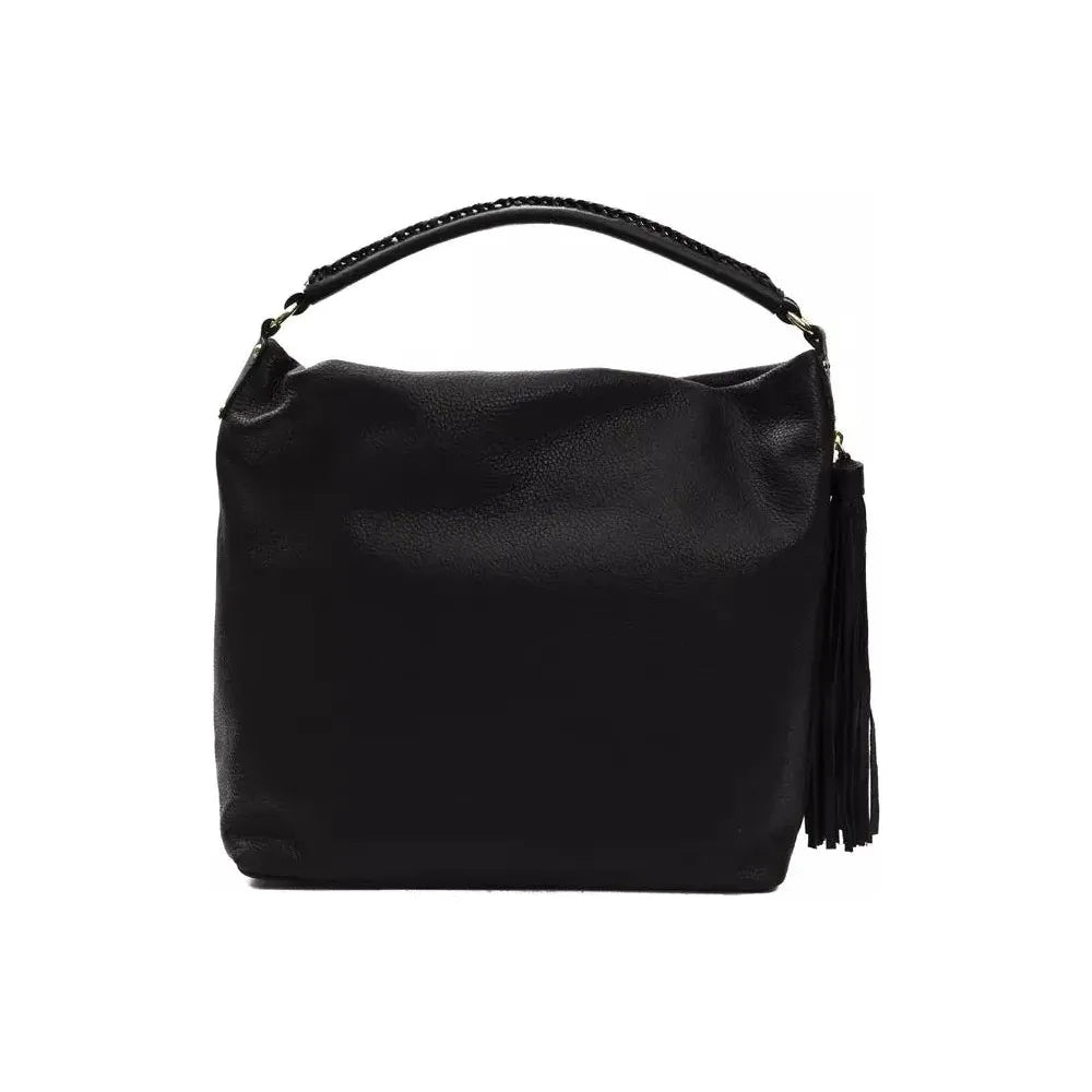 Pompei Donatella Black Leather Women Shoulder Bag Pompei Donatella