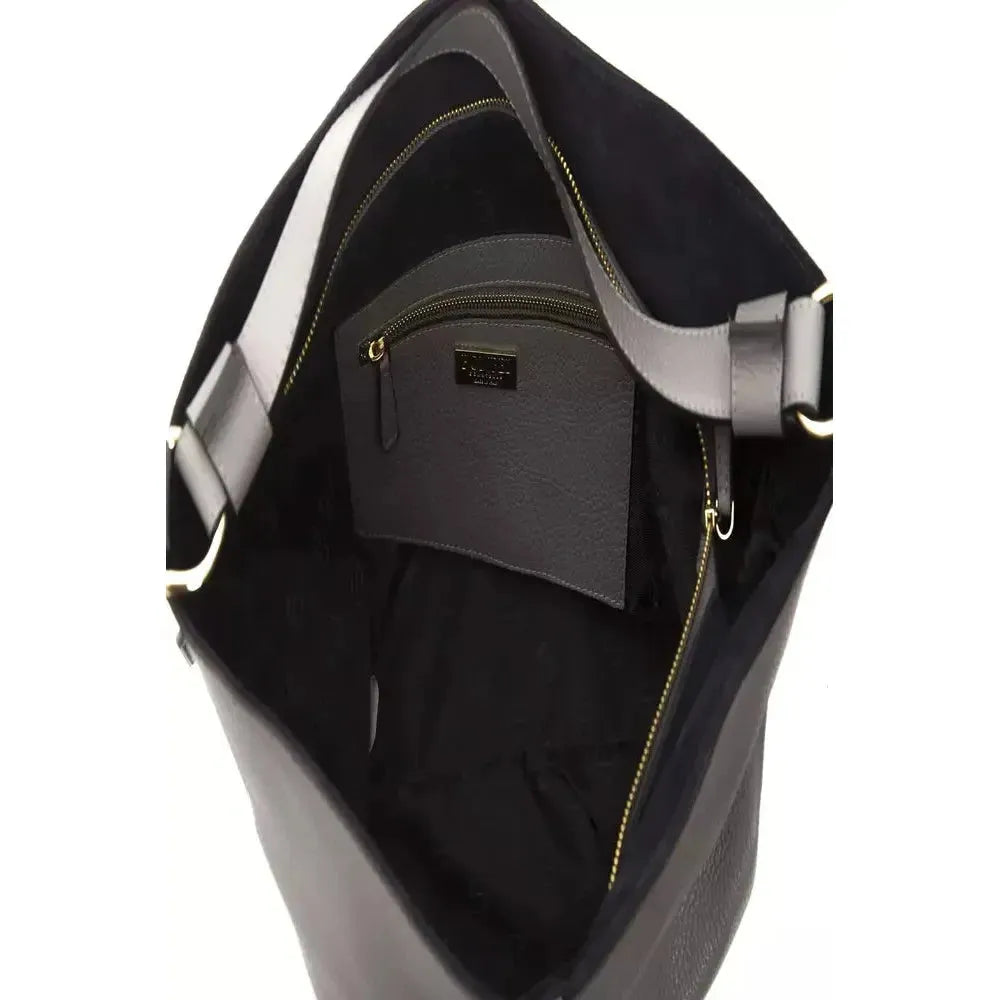 Pompei Donatella Gray Leather Women Shoulder Bag WOMAN SHOULDER BAGS Pompei Donatella Black