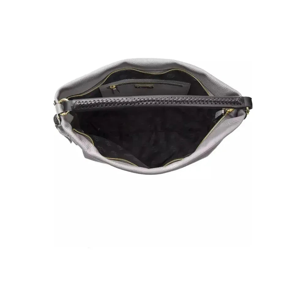 Pompei Donatella Gray Leather Women Shoulder Bag WOMAN SHOULDER BAGS Pompei Donatella Dark Slate Gray