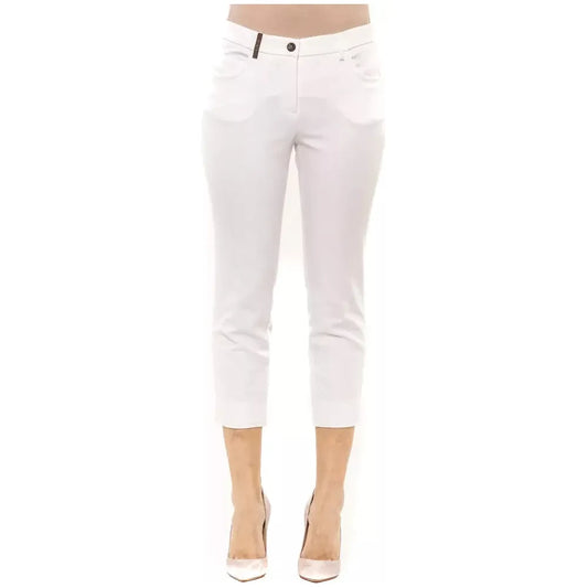 Peserico Chic High-Waist Ankle Pants in White Peserico