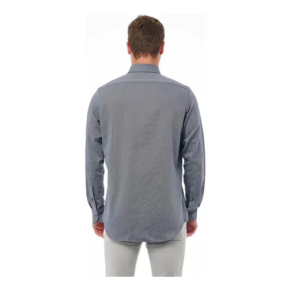 Bagutta Blue Cotton Men Shirt Bagutta