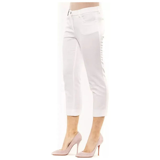 Peserico Chic High-Waist Ankle Pants in White Peserico