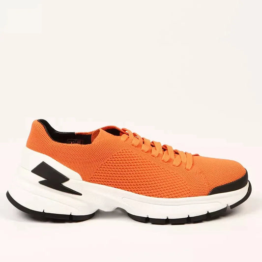 Neil Barrett Vivid Orange Bolt Sneakers with Textile Fabric Neil Barrett