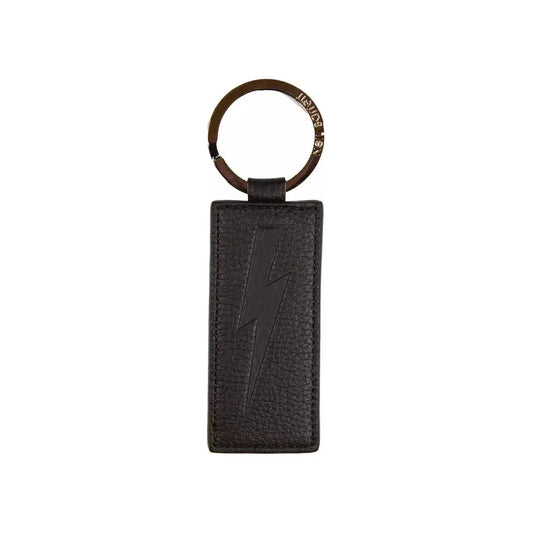 Neil Barrett Black Leather Men Keychain Neil Barrett