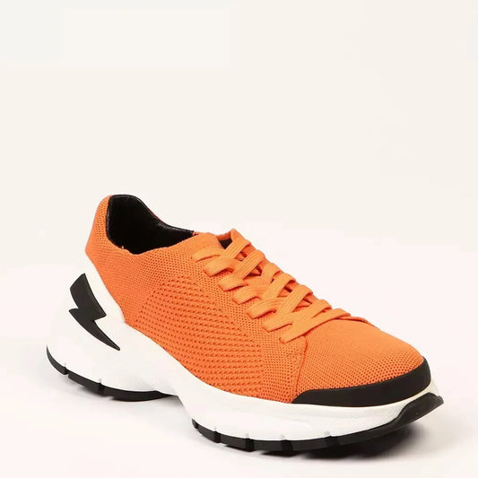 Neil Barrett Vivid Orange Bolt Sneakers with Textile Fabric Neil Barrett