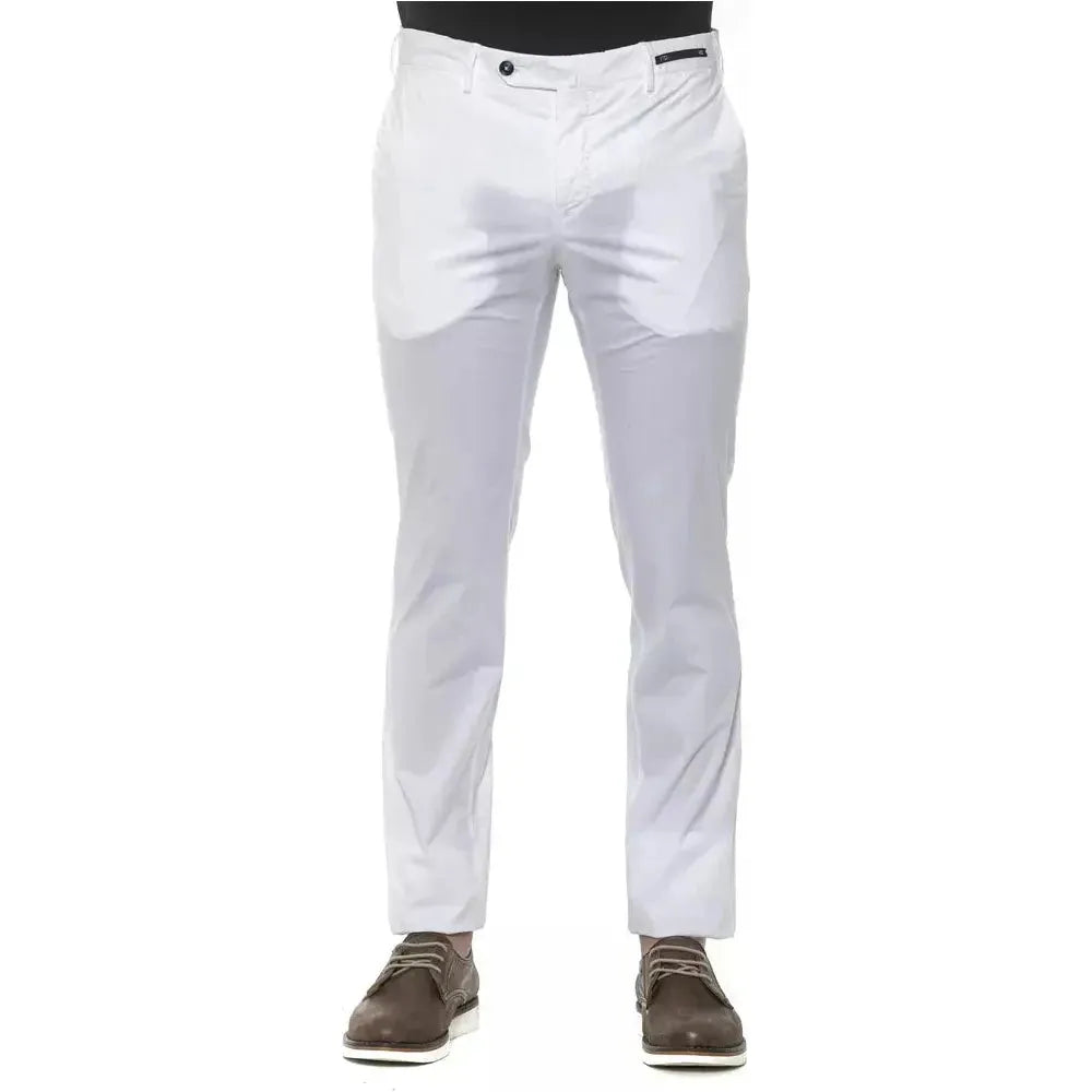 PT Torino White Cotton Men Slim Trouser Jeans & Pants