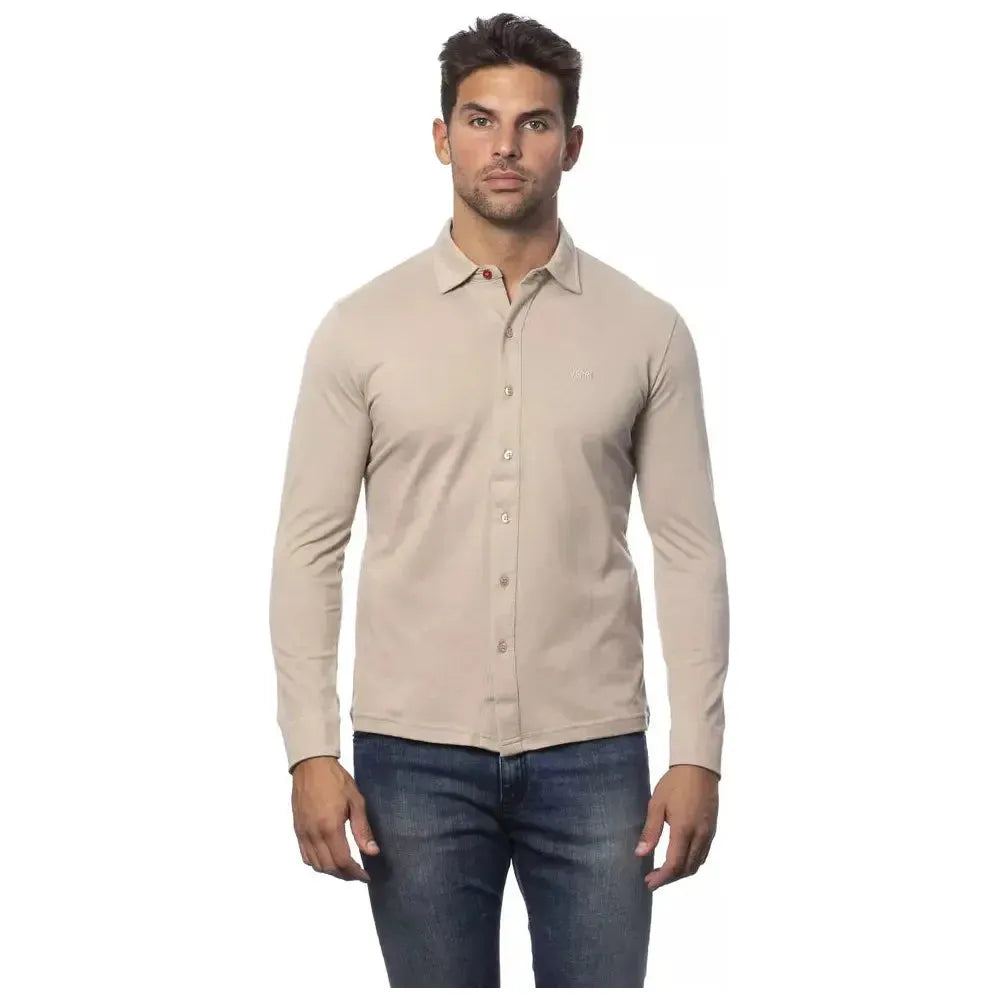 Verri Beige Cotton Men Shirt Verri Gray