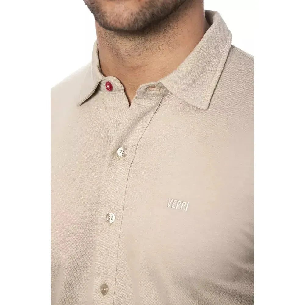 Verri Beige Cotton Men Shirt Verri Gray