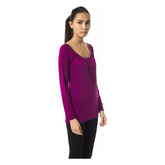 BYBLOS Chic Purple Long Sleeve Round Neck Tee BYBLOS