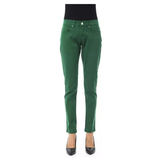 BYBLOS Chic Green Slim Fit Cotton Pants BYBLOS