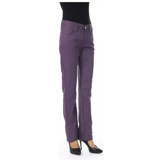 BYBLOS Chic Purple Cotton-Blend Trousers BYBLOS