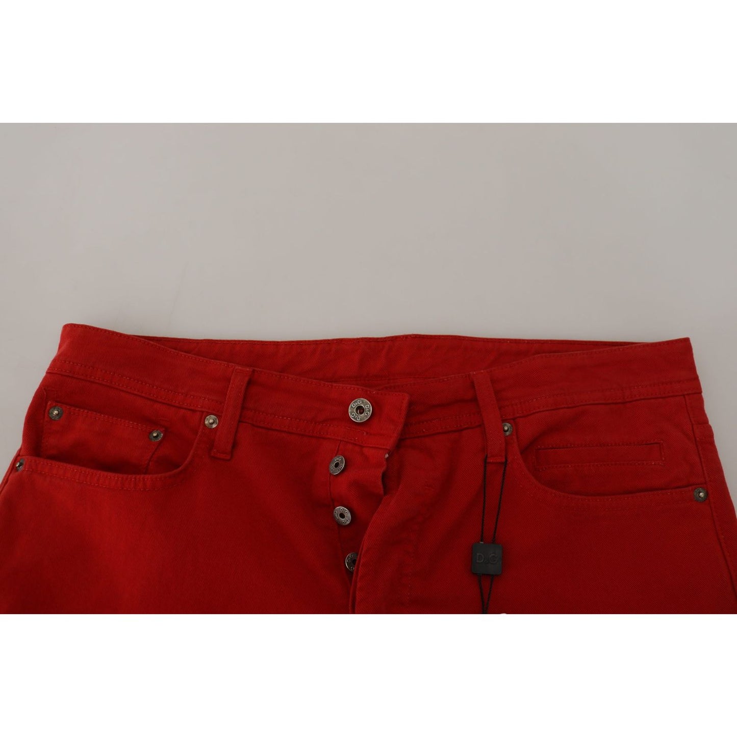 Dolce & Gabbana Chic Red Cotton Denim Pants Dolce & Gabbana