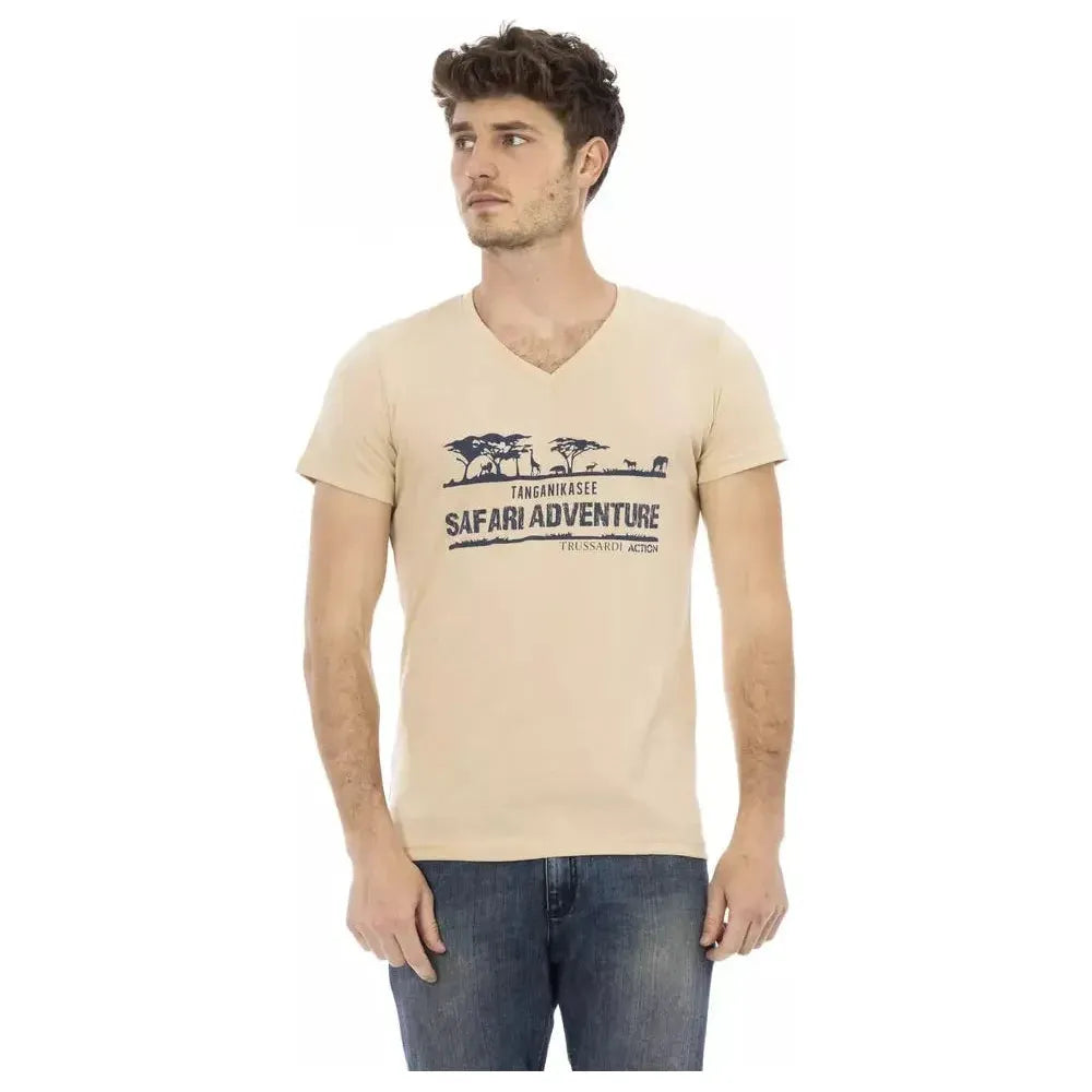 Trussardi Action Beige Cotton Men T-Shirt
