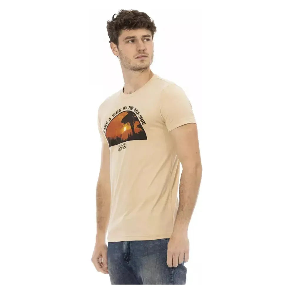 Trussardi Action Beige Cotton Men T-Shirt Trussardi Action