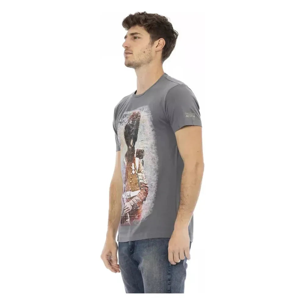Trussardi Action Gray Cotton Men T-Shirt