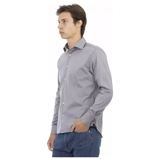 Baldinini Trend Gray Cotton Men Shirt Baldinini Trend