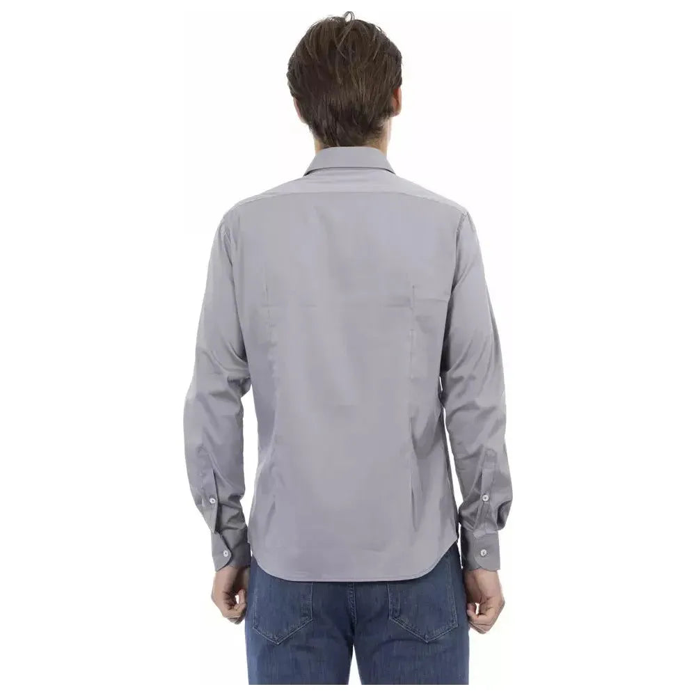 Baldinini Trend Gray Cotton Men Shirt Baldinini Trend