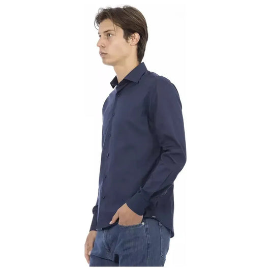 Baldinini Trend Blue Cotton Men Shirt Baldinini Trend