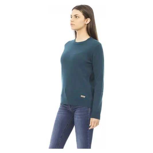 Baldinini Trend Green Wool Women Sweater Baldinini Trend Dark Slate Gray