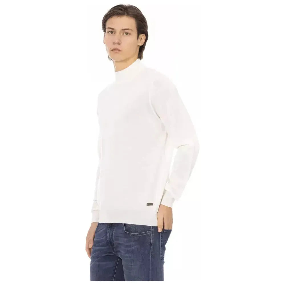 Baldinini Trend White Fabric Men's Turtleneck Sweater 1728,67345744032,Baldinini Trend,Clothing,M,Men,Men - Clothing,New with tags,S,Sweaters - Clothing,Sweaters - Men - Clothing,Turtlenecks - Sweaters - Clothing,White