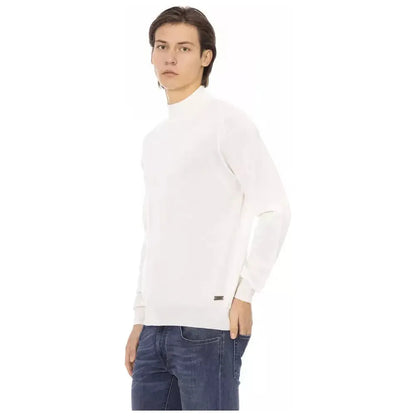 Baldinini Trend White Fabric Men's Turtleneck Sweater 1728,67345744032,Baldinini Trend,Clothing,M,Men,Men - Clothing,New with tags,S,Sweaters - Clothing,Sweaters - Men - Clothing,Turtlenecks - Sweaters - Clothing,White