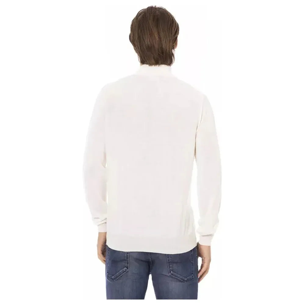 Baldinini Trend White Fabric Men's Turtleneck Sweater 1728,67345744032,Baldinini Trend,Clothing,M,Men,Men - Clothing,New with tags,S,Sweaters - Clothing,Sweaters - Men - Clothing,Turtlenecks - Sweaters - Clothing,White