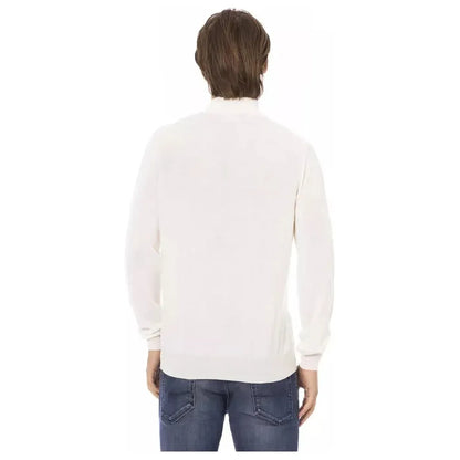 Baldinini Trend White Fabric Men's Turtleneck Sweater 1728,67345744032,Baldinini Trend,Clothing,M,Men,Men - Clothing,New with tags,S,Sweaters - Clothing,Sweaters - Men - Clothing,Turtlenecks - Sweaters - Clothing,White