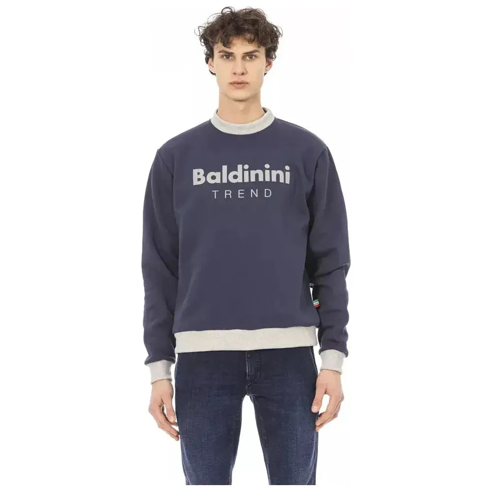 Baldinini Trend Blue Cotton Men Sweater Baldinini Trend