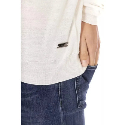 Baldinini Trend White Fabric Men Turtleneck Sweater 1728,67345744032,Baldinini Trend,Clothing,L,M,Men,Men - Clothing,New with tags,S,Sweaters - Clothing,Sweaters - Men - Clothing,Turtlenecks - Sweaters - Clothing,White,XL