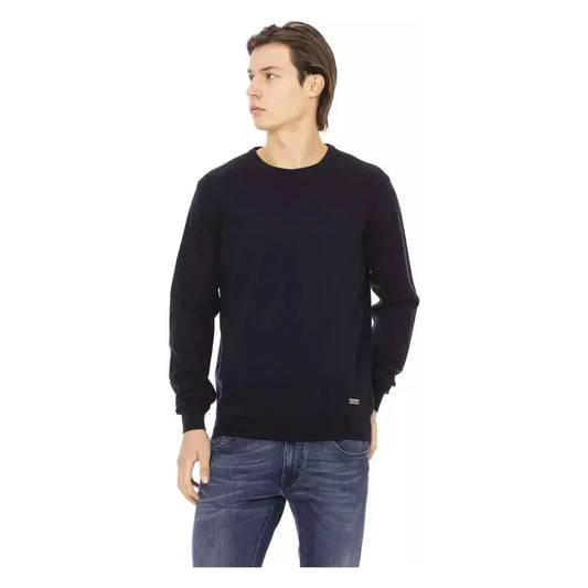 Baldinini Trend Blue Wool Men Sweater Baldinini Trend