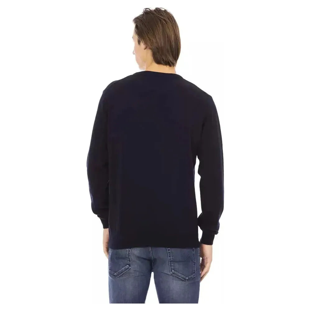 Baldinini Trend Blue Wool Men Sweater Baldinini Trend