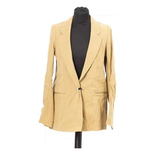 Jacob Cohen Beige Cotton Women Blazer Blazer Jacket Jacob Cohen Light Goldenrod
