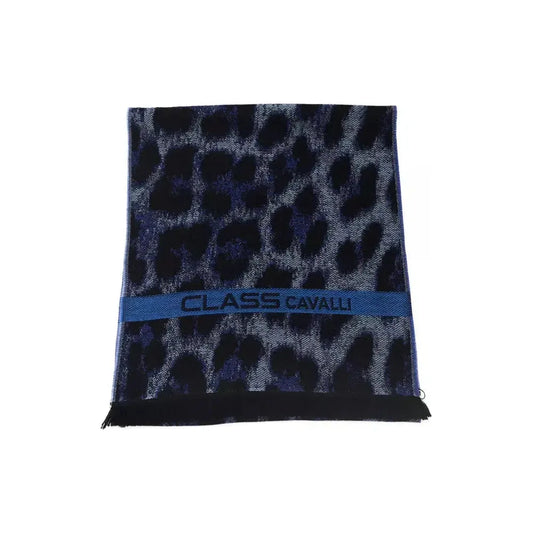 Cavalli Class Blue Wool Men Scarf Cavalli Class