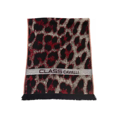 Cavalli Class Burgundy Wool Men Scarf Cavalli Class