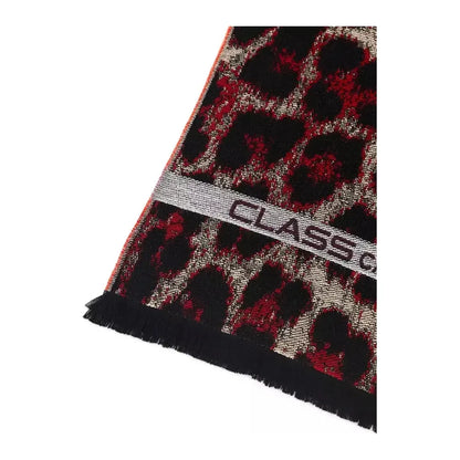 Cavalli Class Burgundy Wool Men Scarf Cavalli Class