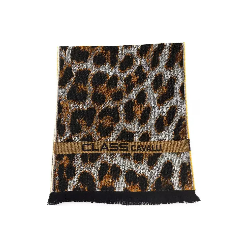 Cavalli Class Brown Wool Men Scarf Cavalli Class