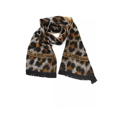 Cavalli Class Brown Wool Men Scarf Cavalli Class